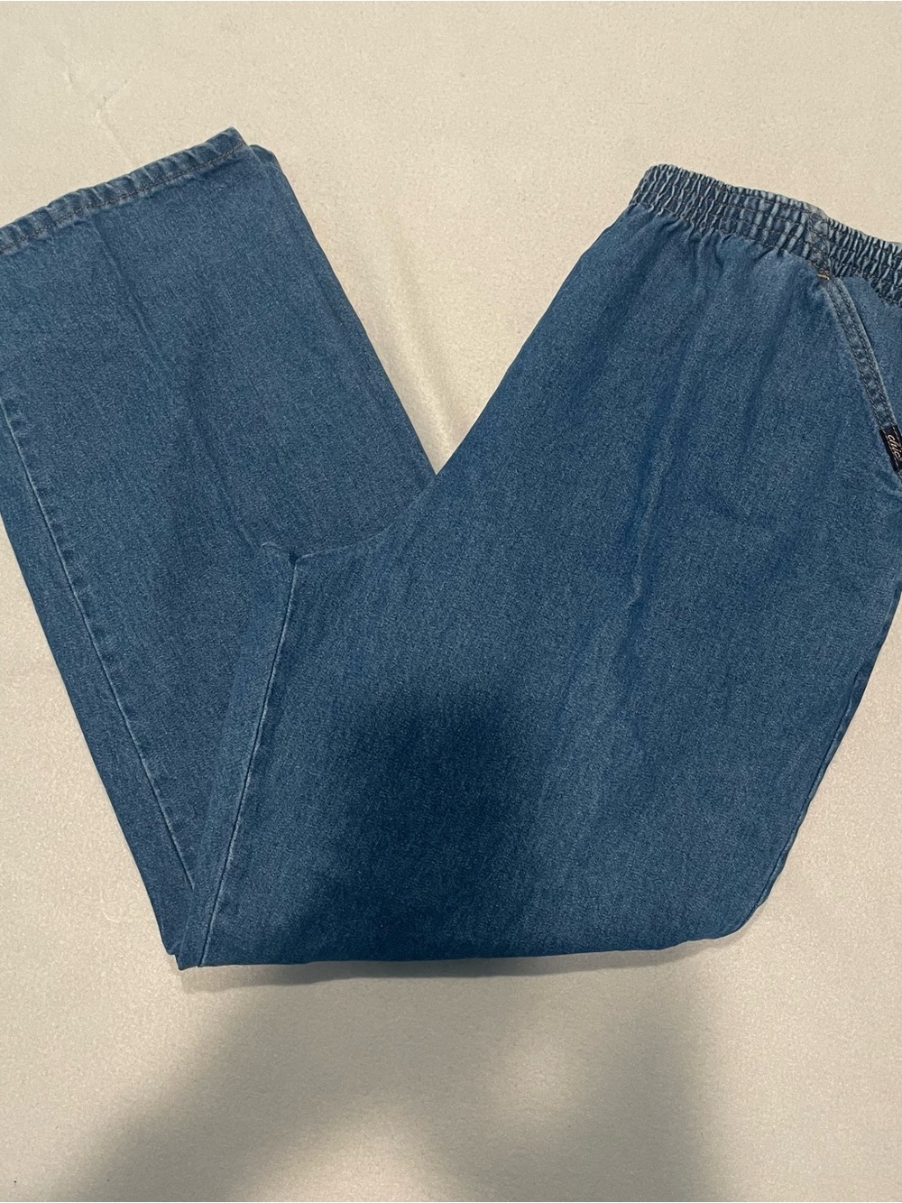 chic Relaxed Fit Elastic Waist Blue Denim Jeans, 20 petite